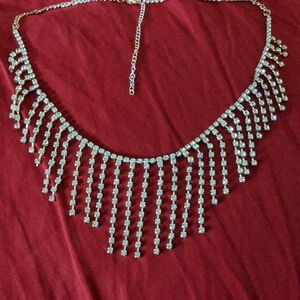 Extremely Beautiful Silver Toned Rhinestone Necklace with Crystal Accents
